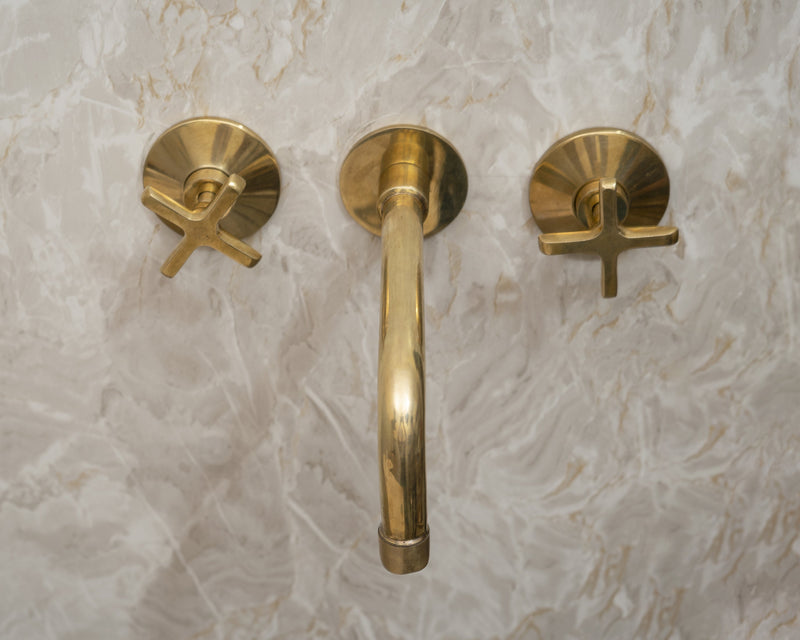 Unlacquered Brass Wall Mounted Bath Faucet