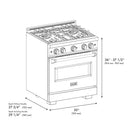 ZLINE 30" Classic Gas Range, Convection Gas Oven Black Stainless Steel, Champagne Bronze CGRBZ-30-CB