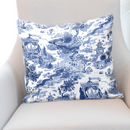 Luxury Toile Cotton Pillow - Summer House Navy