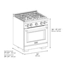 ZLINE 30 in.Gas Range, Convection Gas Oven, Brass Burner, Black Stainless Steel, SGRB-BR-30