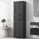 Tall Bathroom Storage Cabinet, Freestanding Storage Cabinet with Drawer and Adjustable Shelf, MDF Board with Painted Finish, Black