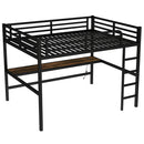 Metal Queen Size Loft Bed with Power Outlet and LED Lighted, Space-Saving, Noise Reduced, Black