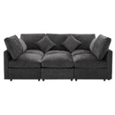 85.4' Sectional Sofa Modular Sofa U-shaped Sofa Couch Sofa Bed L-shaped Sofa with a Movable Ottoman and Two USB Ports for Living Room, Black