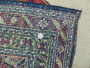 Persian Tabriz Rug 10x13 Oriental Carpet, Ivory Open Field, Geometric Medallion, Red Blue, Hand Knotted, Large Wool Area Rug Vintage Antique 1950s