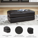 Contemporary Black Cushioned Rectangular Ottoman Finish