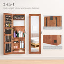 Jewelry Armoire Organizer With Full Length Mirror, Wall Mounted Lockable Cabinet With LED Light