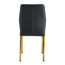 Luxury Simple Chair Set of 4 Black PU High Resilience Dining Chair with Metal Gold Legs