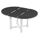 TREXM 5-Piece Extendable Dining Table Set for 4, Round Dining Table for 4 with Upholstered Chairs, Farmhouse Kitchen Table Set with Removable Leaf for Dining Room and Kitchen (Grey+White)