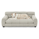 Modern Beige Pet Sofa with Backrest and Armrests, Linen Fabric for Medium and Large Dogs