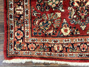 Red Persian Sarouk Rug 3 x 5.8, Antique Wool Carpet, 210 KPSI