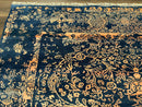 Area Rug 8x10 High Quality Handmade Oriental Carpet, Modern Contemporary Rug, Rug for Living Room, Wool Rug, Blue and Gold, Pakistani Rug