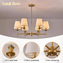 Gold Farmhouse Chandelier 6 Light Linen Shade Fixture