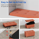 30 Inch Folding Storage Ottoman Bench Bright Orange