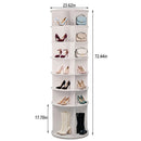 7 Tier Rotating Shoe Rack with High Base Design, Freestanding 360° Organizer for 28 Pairs , White PVC