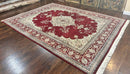 Pak Persian Rug 9x12, Handmade Vintage Traditional Wool Carpet, Floral Medallion, Dark Red Ivory/Cream, Fine 250 KPSI