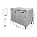 12.9 Cu.Ft 2-Door 48-Inch Commercial Stainless Steel Worktop Undercounter Refrigerator (SAK26049)