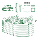 17" Tall, 12-in-1 Galvanized Raised Garden Bed in Sage Green