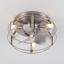 12" Flush Mount Low Profile Caged Small Ceiling Fan with Light and Remote Control
