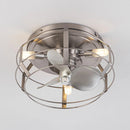 12" Flush Mount Low Profile Caged Small Ceiling Fan with Light and Remote Control