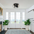 12" Flush Mount Low Profile Caged Small Ceiling Fan with Light and Remote Control