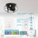 12" Flush Mount Low Profile Caged Small Ceiling Fan with Light and Remote Control