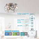 12" Flush Mount Low Profile Caged Small Ceiling Fan with Light and Remote Control