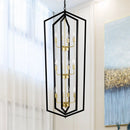 12 Light Farmhouse Hanging Light Indoor Lantern Chandelier with Gold Finish