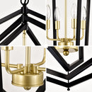 12 Light Farmhouse Hanging Light Indoor Lantern Chandelier with Gold Finish