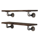 24” Trail Brown Live Edge Wood Shelf with L-Shaped Pipe Brackets (2-Pack)