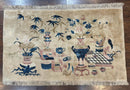 Chinese Rug 5x3, Horizontal Rug, Vases Flowers, Handmade Antique Vintage Carpet, Peking Rug, Chinese Wool Rug