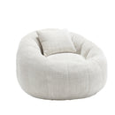 COOLMORE Modern Extra Large Round Bean Bag Chair with Footrest for Living Room, Chenille Fabric Lazy Sofa with Pillow for Adults, Teenagers,Child, Suitable for Bedroom, Dormitory, Study Room