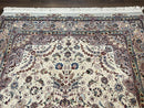 Beautiful Pak Persian Rug 6x9, Floral Medallion, Wool and Silk, Highly Detailed Elegant Carpet, Vintage Oriental Rug 6 x 9, Cream and Gray