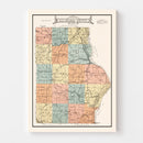Vintage Map of Allamakee County, Iowa 1917