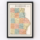 Vintage Map of Allamakee County, Iowa 1917