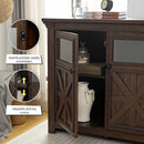 Coffee Bar Cabinet, Kitchen Storage Cabinet, Modern Farmhouse Buffet Sideboard and Adjustable Shelf, Barn Door Accent Cabinet for Kitchen, Dining Room, L38''*W15.35'*H35' Espresso