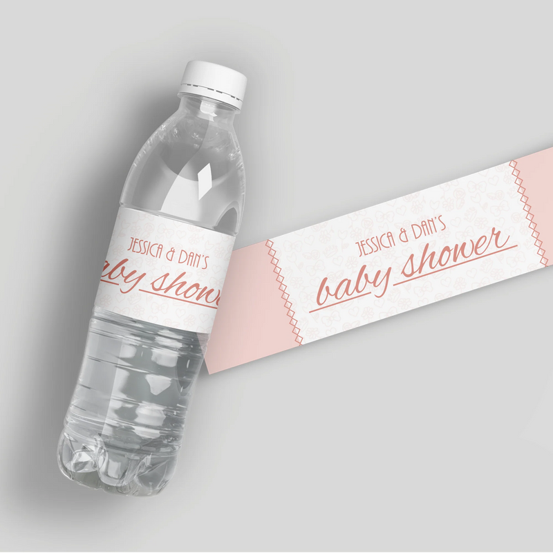 Blush Baby Shower Water Bottle Labels