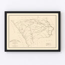 Vintage Map of Chesterfield County, South Carolina 1825