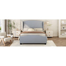Full Size 51' High Headboard Wingback Linen Upholstered Bed No Box Spring Needed, Gray