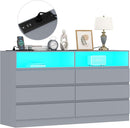 Six Drawer LED Dresser With USB Charging Ports For Bedroom