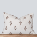 Mia Floral Block Printed Pillow Cover | Brown | Lumbar