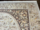 Aubusson Rug 10x14, Wool & Silk Highlights Hand Knotted Vintage Carpet, Birds Flowers, Fine Details, Elegant