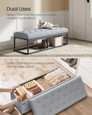 Dove Gray Velvet Storage Ottoman Bench 43 Inches Length