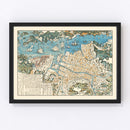 Vintage Map of Nagasaki, Japan 1860