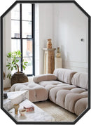 Octagon Black Wall Mirror 20x28 Metal Framed Wall Mounted