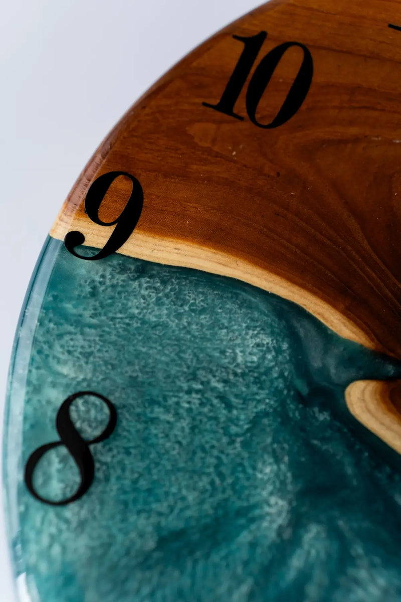 Wood and Epoxy Clock - 12 in (30 cm) Diameter - Handmade Wall Clock