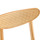 Cozy Natural Wood Color Rubberwood Dining Chair Set - 8 Pieces, Solid Wood and Rattan-Style Design, Small Curved Back, PU Cushion, And Beautiful Shape Match Perfectly With Any Room And Everyday Use.