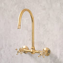Unlacquered Solid Brass wall faucet , kitchen wall mounting Brass Faucet , Ball Center Faucet