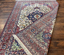Wonderful Persian Isfahan Rug 7x9, Ivory Navy Blue Red, Floral Medallion, Very Finely Hand Knotted 260 KPSI, Handmade Wool Vintage Rug