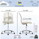 Armless Desk Chair With Mesh Back And Wheels Cream White