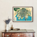 Vintage Map of Hiroshima, Japan 1947